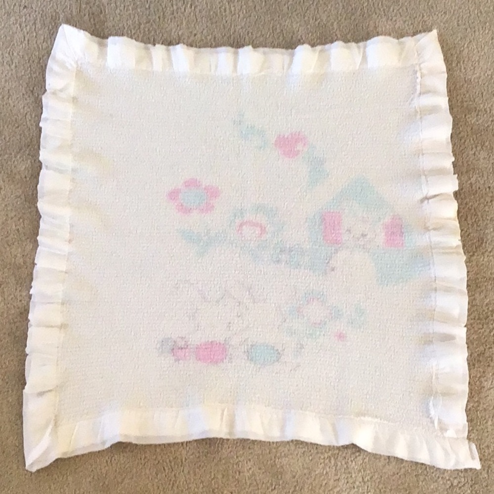 Vintage Baby Blanket, 29” x 29”, 1970s - Picture 8 of 14